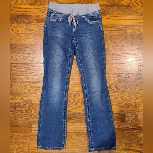 Jean Fille Justice, Taille 10 Slim, Rouge, Extensible, Occasion Très Bon état